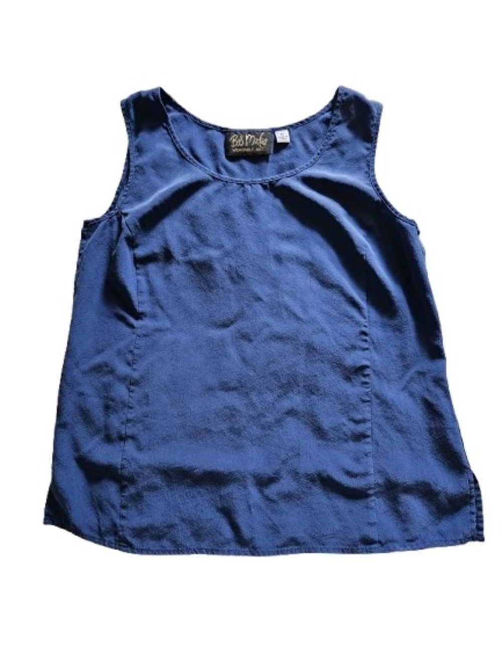 Bob Mackie Wearable Art 100% Silk Blue Sleeveless Tank Top Blouse XS
